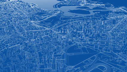 Urban modern landscape. Vector rendering of 3d