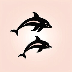 Fototapeta premium Modern minimalist icon of dolphin, geometric Scandinavian-style silhouette, elegant and nature-inspired design for branding or decor