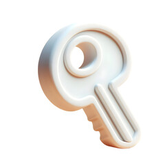 White Classic Key, 3D Cartoon Plastic icon