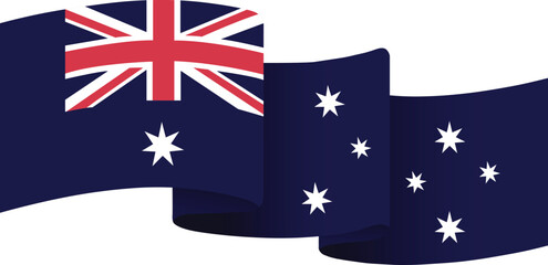 Stylized Australia Flag Vector Illustration. Waving Australian National Flag with Union Jack and Southern Cross Stars for Patriotic Events, Travel, and Cultural Designs
