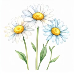 Fototapeta premium Botanical Daisy Illustration – Vintage Floral Artwork with Pastel Colors