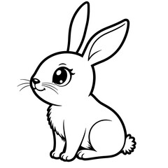 Obraz premium Cute rabbit coloring page with long ears – Adorable hand-drawn style for kids