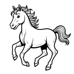Obraz premium Galloping horse coloring page – Adorable hand-drawn design for kids