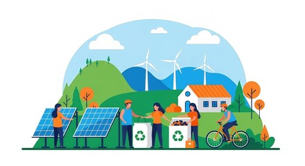 Naklejka premium Environmental Conservation and Ecological Responsibility Illustration