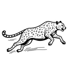 Fototapeta premium Cheetah sprinting illustration – kids coloring book, adorable hand-drawn style