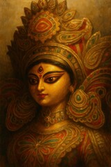 Goddess durga close up portrait illustration.
