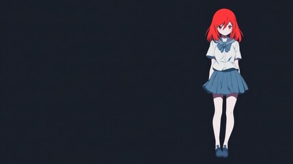 Red-haired anime girl in school uniform.