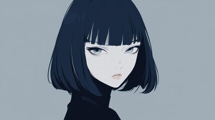 Stylish anime girl with a serious expression.