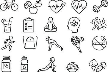 Fototapeta premium Health and Fitness Icons Set exercise wellness