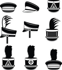 Marching Band Hat Eps, Vector File Black and White