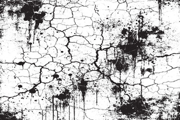 Grungy Cracked Wall with Ink Splatters Texture

