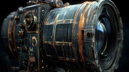 Vintage Camera Lens with Detailed Design and Rusty Texture