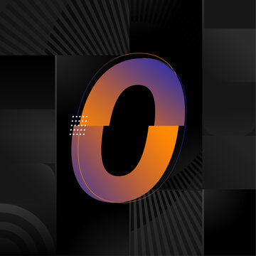Futuristic Number 0 Design &ndash; Abstract Orange and Blue Gradient Digit on Black Geometric Background