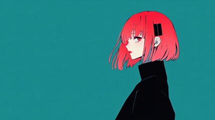 Profile view of a stylized anime girl with vibrant pink hair.