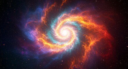 Vibrant spiral galaxy with swirling cosmic dust and stars