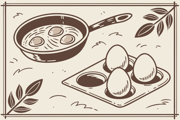 Vintage Textured Background with Egg Stamp Motifs vector illustration