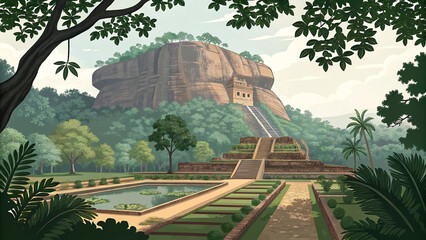 Sigiriya Rock Fortress Vector