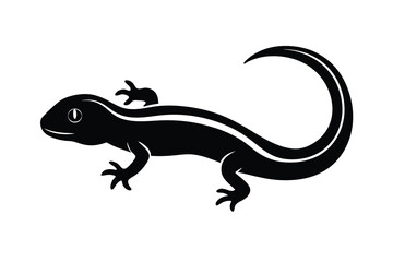 Naklejka premium Elegant Black Lizard Silhouette with Curled Tail on White Background for Design