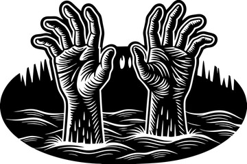 Obraz premium Monster Hands Reaching Out from Shadows vector illustration