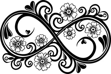 Obraz premium Seamless Floral and Heart Swirl Background vector illustration