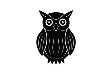 Fototapeta premium Stylized Black Owl Illustration with White Background Simple and Elegant Design
