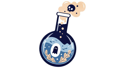 Isolated Potion with Ghost and Skull