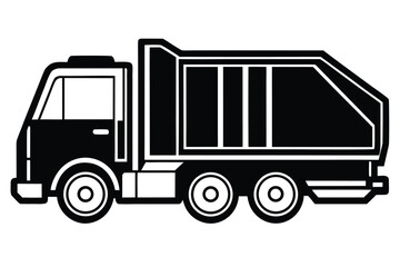 Black and white shows a garbage truck with detailed outlines and design