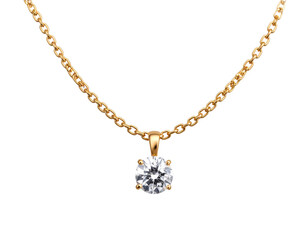 Realistic Gold Chain Necklace with Pendant PNG