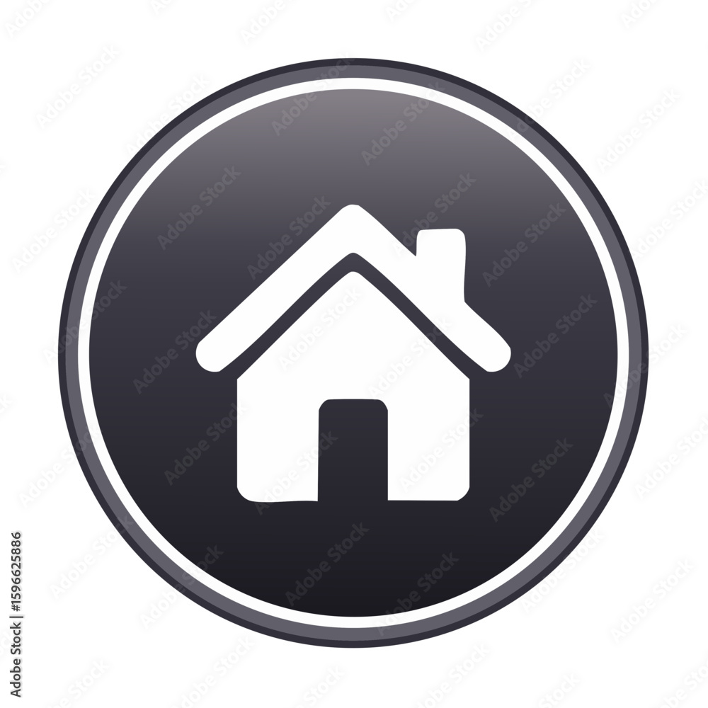 Aufkleber home icon on dark button for website navigation app or user interface simple white house shape