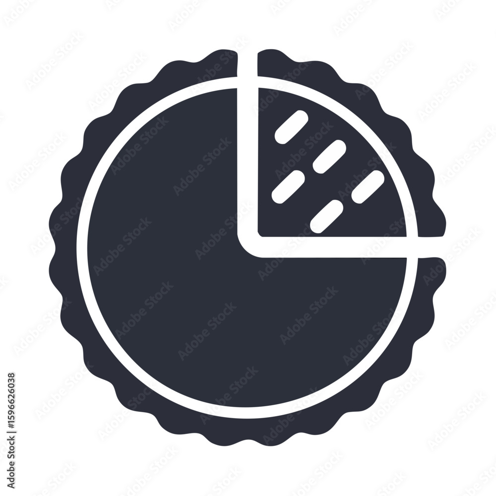 Poster simple pie chart icon with slice missing data analysis visualization diagram