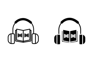 Audio book icon set. Audiobook symbol. ebook sign. for mobile concept and web design color editable