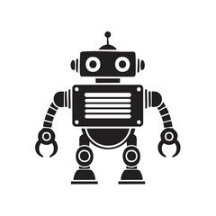 Fototapeta premium Monochrome Robot Character Illustration Retro Style Science Fiction Design