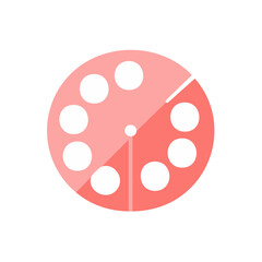 Obraz premium Retro Rotary Phone Icon Design in Coral with White Circles and Black Details on Black