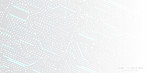 Abstract AI circuit board background. Technology connects white lines with electronic elements on a technological background.