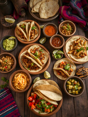 Fototapeta premium Mesa Mexicana: Textiles, Maíz y Corazón