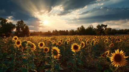 Obraz premium Sunflower blossoms in vibrant yellow, nature beauty
