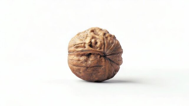 A unique walnut shell featuring a carefully carved face