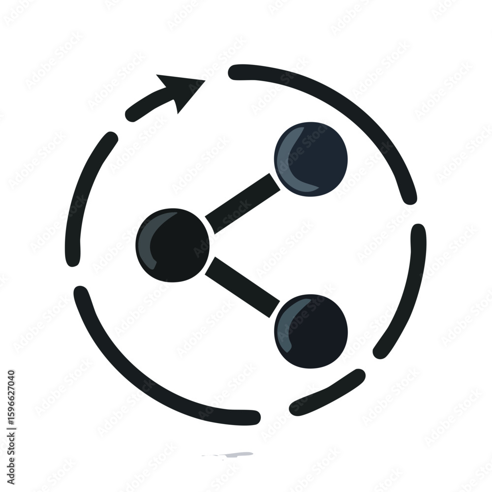 Aufkleber share icon illustration representing network connections and information flow with a looping arrow o