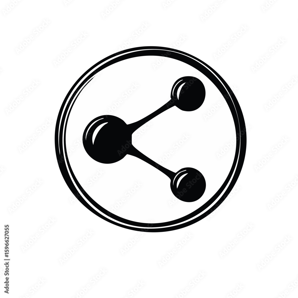 Aufkleber share connection icon in circle vector graphic illustration social network symbol black and white de