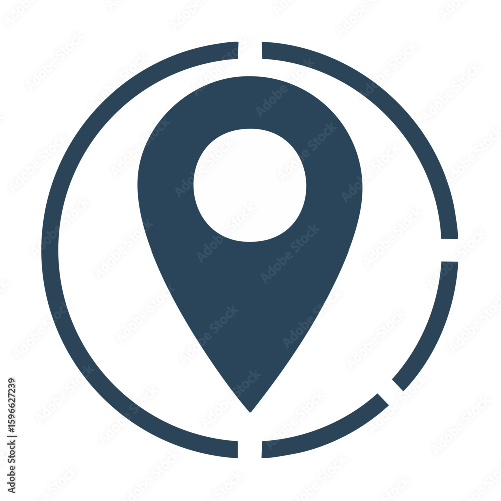 Poster location pointer icon graphic element gps navigation symbol in circle shape indicates destinations d