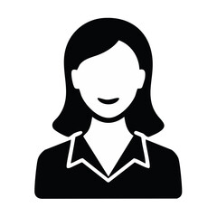 Businesswoman silhouette avatar icon minimal style confident female profession corporate worker employee black and white