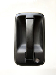 black car door handle. Car door handle on white background 