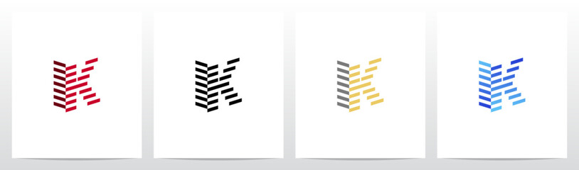 Stripes Lines Skew Three-Dimensional Letter Initial Logo Design K
