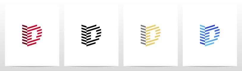 Stripes Lines Skew Three-Dimensional Letter Initial Logo Design D