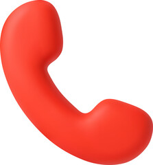 3D Vector Red Phone Receiver Icon for Communication