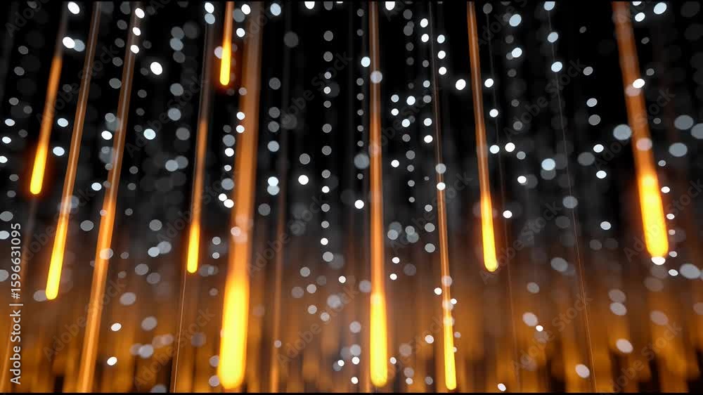 Aufkleber glowing orange light streak with blurred white bokeh dots create dynamic vibrant abstract digital ba