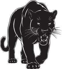 Powerful Black Panther Silhouette in Aggressive Pose.