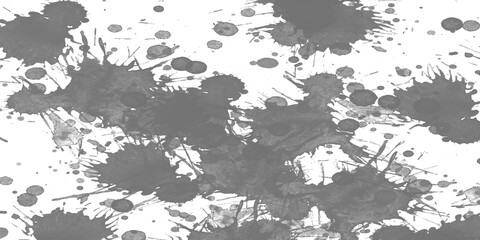 Grey ink splatter cluster. A dense group of abstract paint drops with a grunge texture. Isolated on transparent background for artistic backgrounds or design elements, PNG.