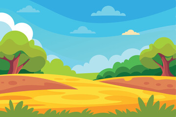 Obraz premium Vibrant summer meadow landscape with trees and sky