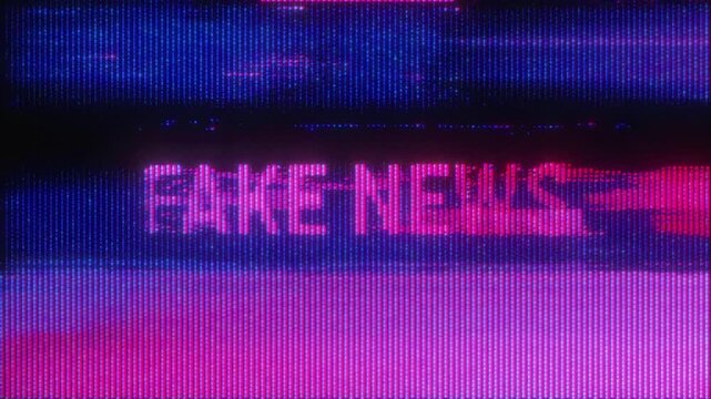 4K FAKE NEWS glitch overlay with VHS noise, CRT scanlines and pixel distortion for motion graphics, screen mode, digital alert, cyberpunk newsfeed